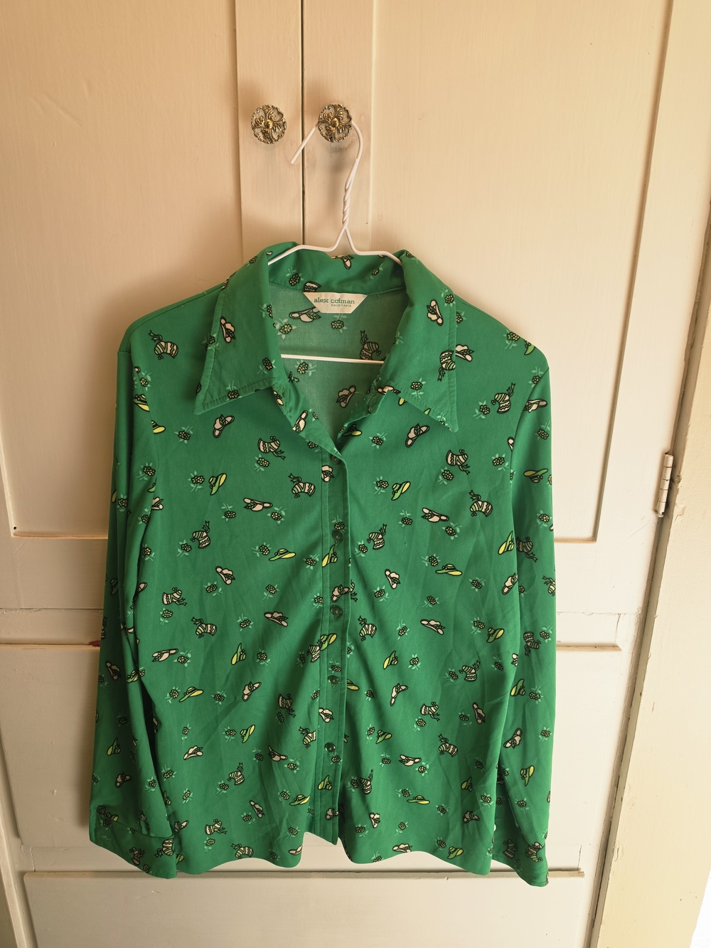 Vintage Alex Colman California Green Printed Button-Down Shirt